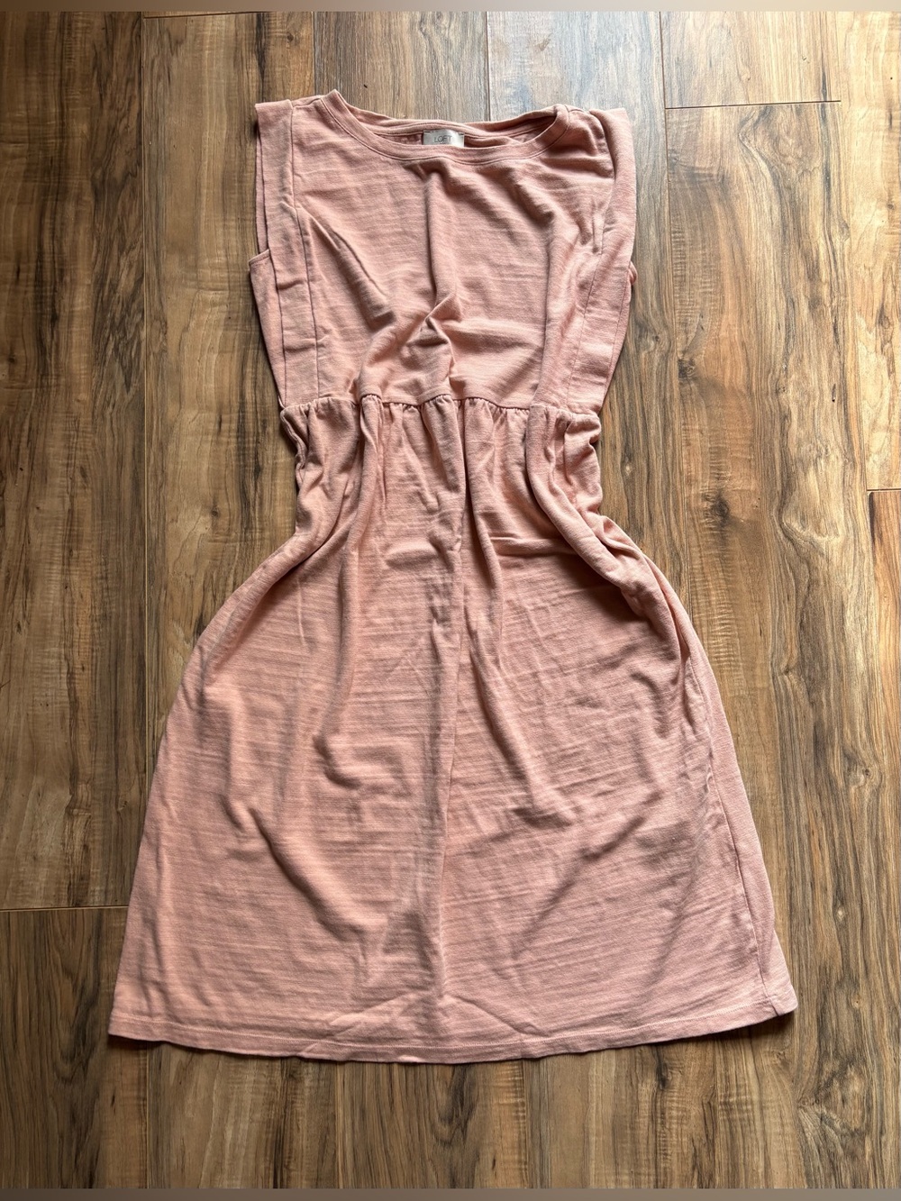 LOFT Outlet Pale Pink Knit Sleeveless Babydoll Tank Dress Medium 100% Cotton